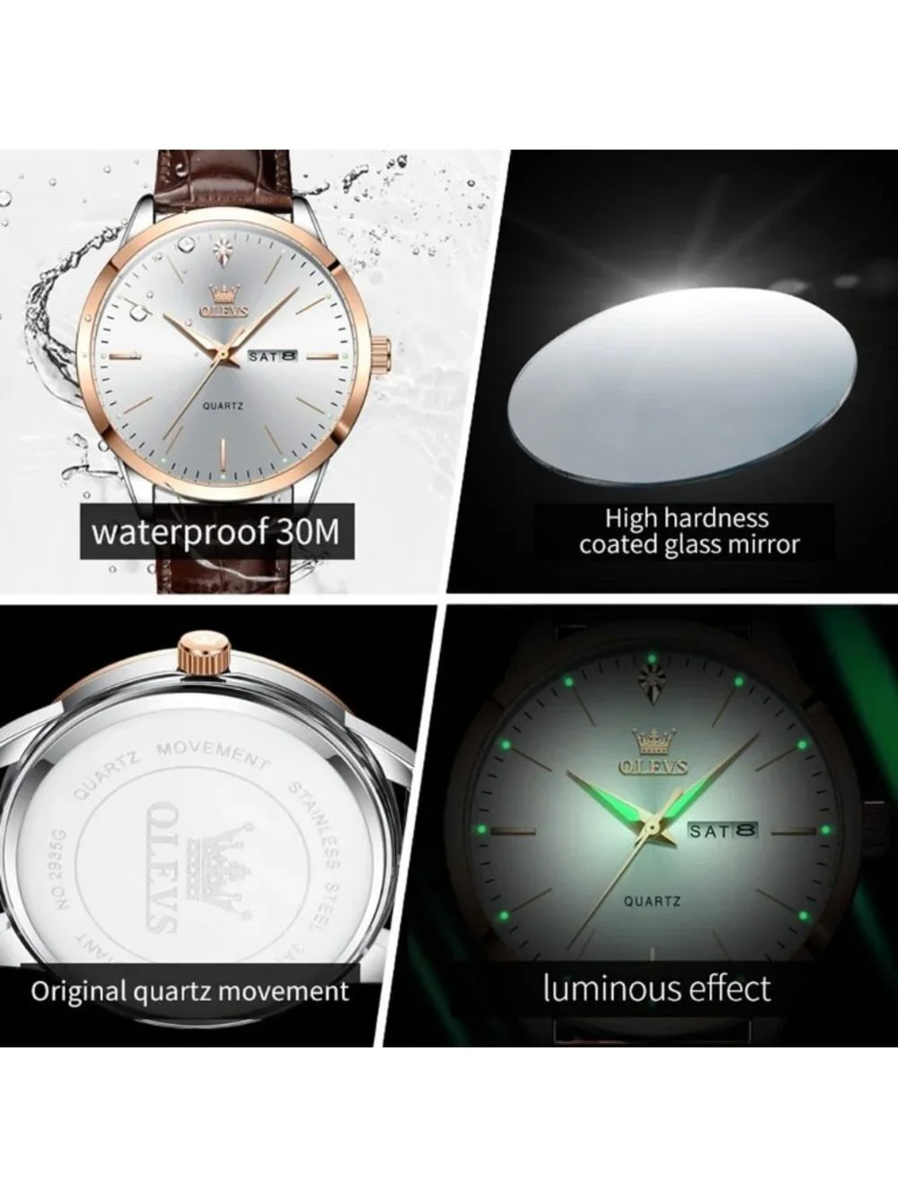 Men's White Classic Analog Casual Luxury Leather Band Quartz Stylish Wrist Watch